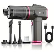 Resim Fochsia Belibuy Gray Purple Taşınabilir Şarj Edilebilir Dijital Ekranlı Araba El Süpürgesi 