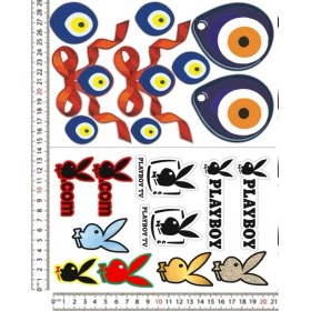 Resim Phoenix Playboy Nazar Boncuğu Motorsiklet Kask Leptop Dolap Sticker Çıkartma Seti 