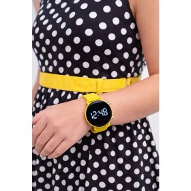 Resim Sonsuzsaat 6-14 Yaş Sarı Renk Unisex Çocuk Kadın LED Dijital Kol Saati Sarı Silikon Kordonlu Şık Spor Saat 