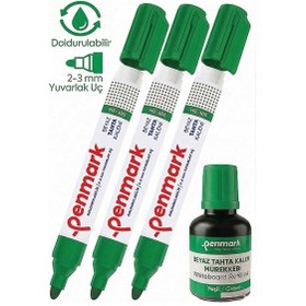 Resim Yeşil Yazı Tahta Kalemi 3 Adet Ve Yazı Tahta Mürekkebi 30 Ml 1 Adet Doldurulabilir Tahta Kalemi Beyaz Yazı Tahtası 