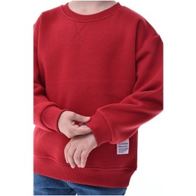 Resim Erkek Çocuk Sweatshirt %100 Pamuk Rahat Kalıp 5-10 Yaş Kırmızı 