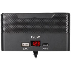 Resim Olesson 2014 12-24v Type-c + Usb-a Girişli 120w 80cm Kablolu 4'lü Araç Çakmak Çoklayıcı 
