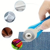 Resim 1 Takım Keskin Döner Kumaş Kesici - 28mm Çekilebilir Bıçaklı, Ergonomik Sap ve Asma Delikli, Kağıt, Plastik, Kumaş, Suni Deri için - Pembe/Mavi 