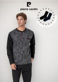 Resim Pierre Cardin Erkek %100 Pamuk Jakarlı Uzun Kol Pijama Takımı Ol.pc.6111.001-siyah-s Çok Renkli 