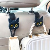 Resim 2 Adet Sevimli 3D Karikatür Kedi Araba Koltuk Başlığı Kancaları - Evrensel Araba Saklama Çantası, Çantalar, Cüzdanlar, Ceketler Saklanabilir - Cadılar Bayramı, Noel Araba Sahiplerinin Sevimli Araba Aksesuarları 