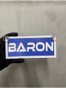 Resim Mavi Renk Üzeri Beyaz Renk Baron Yazılı Vantuzlu Cam Süsü 