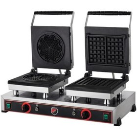 Resim Işıkgaz Sılverınox Çiftli Çiçek+Kare Waffle Makinesi 