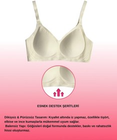Resim Alya Underwear Kadın Lazer Kesim Dikişsiz Çıkarılabilir Pedli Hayalet Sütyen Siyah Ekru 