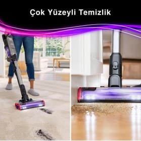 Resim Black & Decker BHFEA640WP-QW Summıtserıes™ 21.6V/4.0AH 4’ü 1 Arada Şarjlı Dikey Süpürge, Evcil Hayvan Başlıklı Elektrikli Akülü Dikey Süpürge, Mor-Gri 