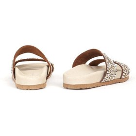 Resim Dericlub Kadın Taşlı Çift Bantlı Hakiki Deri Terlik Zy 7866 Taba Null Taba 