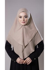 Resim Hürrem Bone Bej Pratik Hazır Geçmeli Tesettür Eşarp Pamuk Caz Kumaş Çift Katlı Düz Hijab 2303 12 