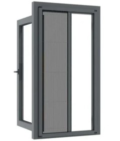 Resim Plise Sineklik Sürgülü Pencere Sinekliği Akordiyon Sineklik 0-50 X 0-100 Aralığı Ölçüye Özel Üretim Antrasit Gri 