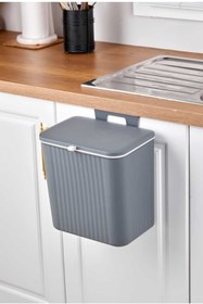 Resim Bayev Gri Fonksiyonel Kapaklı Banyo Ve Mutfak Tezgah Üstü Çöp Kovası 