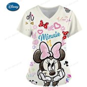 Resim Mınıso Cerrahi Önlük Mickey Mouse Baskılı Hemşire Üniforması Buzlu Set Hidroterapigrierkek Gri 