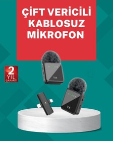 Resim Profesyonel Ses Kayıtları İçin 2 Li Kablosuz Yaka Mikrofon Seti 