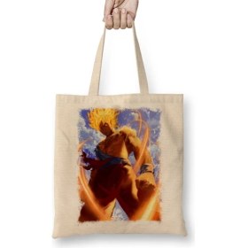 Resim Baskı Dükkanı Super Saiyan Goku Bez Çanta Uzun Saplı 