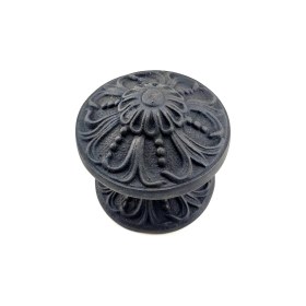 Resim Marsilyan Antika Tarz Dekoratif Pirinç Çiçekli Kapı Tokmağı - 80 mm Çap, Oksit 