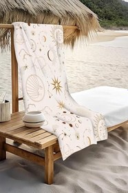 Resim Dijital Baskı Plaj Deniz Havlusu Güneş ve Yıldız Desenli Peştamal HVL0083 