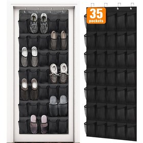 Resim 1 adet Kapı Üzeri Asılı Ayakkabı Düzenleyici, 14/24/35 Cepli - Ağır Hizmet Tipi Plastik Yerden Tasarruf Sağlayan Dolap ve Giriş Depolama Rafı, Sneaker, Topuklu Ayakkabı, Çanta, Oyuncaklar İçin Hava Geçirgen Fileli Ayakkabı Düzenleyici - Yatak Odası, Banyo, Yurt İçin İdeal 