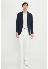 Resim AC&Co / Altınyıldız Classics Erkek Lacı 360 Her Yöne Esneyen Pamuklu Esnek Slim Fit Dar Kesim Mono Yaka Armürlü Blazer Ceket Lacı 