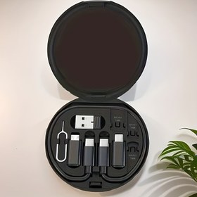Resim SAN.COMO 4'ü 1 Arada USB C'den Lightning Adaptör Kiti, Çok Fonksiyonlu Saklama Kutusu, Micro/Type C/Lightning Dönüşüm Kabloları, Kart Tutucu & Pop-Up Pin - Pil Gerektirmez 