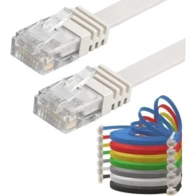 Resim Cat6 Yassı RJ45 Ethernet (Network, Internet) Kablosu (15 Metre, Beyaz) 