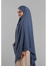 Resim Hürrem Bone İndigo Pratik Hazır Geçmeli Tesettür Eşarp Krep Bağcıklı Sufle Hijab 2313 34 