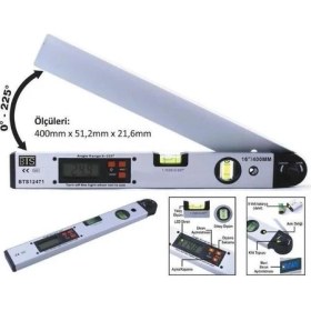 Resim Belle Fusion Mey Ithalat® Bts 12471 Dijital Açı Ölçerli Su Terazisi 40 cm 