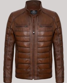 Resim Hakiki Kuzu Derisi Kahverengi Erkek Mont Komple Işlemeli 4cepli Deri Ceket Kahverengi 