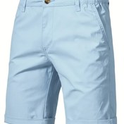 Resim Erkekler için Yazlık İş Şortları - Elastik Bel ve Ayarlanabilir Düz Kemerli, Hafif Günlük Dış Mekan Şortu, Yürüyüş, Koşu, Antrenman İçin Dayanıklı Polyester Kumaşlı Tek Renk Tasarım 