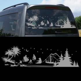 Resim Melek Pazarı 90 X 25 Cm Kampçı Ayı, Çadır Kampı, Kamp Karavan Sticker 