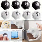 Resim 4 Adet Ağır Hizmet Sessiz Döner Tekerlek - Matkap Gerektirmeyen Güçlü Yapışkanlı 360° Dönüşlü Mobilya, Dolap, Koltuk, Kutu için Çelik Bilekli Tekerlekler (Siyah/Beyaz), Malzeme Taşıma Yardımcısı, Mobilitasyon, Deliksiz Montaj 