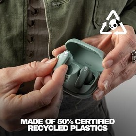 Resim Skullcandy Smokin' Buds Kablosuz Kulaklıklar, Bluetooth Kulaklıklar, Gürültü Yalıtım Fit 20 Saate Kadar Pil, IPX4 Ter ve Suya Dayanıklı, iPhone Android için Mikrofon - Preppy Sage 