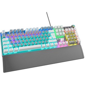 Resim Rampage Kb-r28 Blade Plus Rainbow Türkçe Blue Switch Mekanik Oyuncu Klavyesi-gri/beyaz 