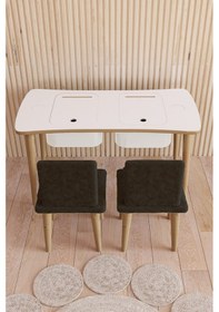 Resim Fahrettin Küçük Montessori Çocuk Masası Oyun Masası Aktivite Masası Çalışma Masası 2 Adet Siyah Welsoft Sandalyeli Siyah 