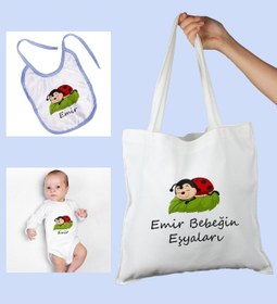 Resim Ejoya Bebeklere Özel Çantasında Kişiye Özel Zıbın Ve Önlük Bebek Hediye Seti 109975 