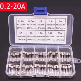 Resim Globalbloom 100 Parça Hızlı Cam Tüp Sigorta Kiti 0 2a 0 5a 1a 2a 3a 5a 8a 10a 15a 20a 30a 5x20mm 6x30mm 