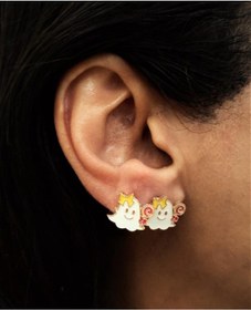 Resim GOLD KAPLAMA ŞEKERLİ SEVİMLİ HAYALET FİGÜR MİNİMAL KARARMAZ KÜPE-KÜPE55 Çok Renkli 