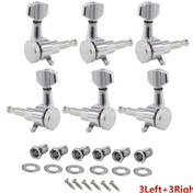 Resim Elektro Gitar İçin 6 Elektro Gitar Tel Düğmesi 3 Sol 3 Sağ Krom Kaplama Mx0305d 