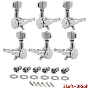 Resim Elektro Gitar İçin 6 Elektro Gitar Tel Düğmesi 3 Sol 3 Sağ Krom Kaplama Mx0305d 