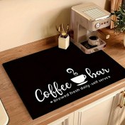 Resim 1 adet Kahve Baskılı Bulaşık Kurutma Matı - Yemek Masası Dekoru, Kahve Makineleri ve Espresso Makineleri için Mükemmel 