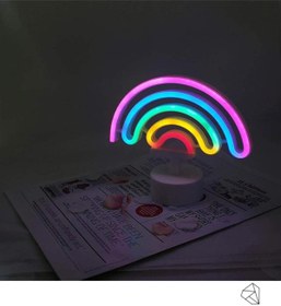 Resim Ema Dükkan Gökkuşağı Neon Led Işıklı Usb'li Gece Lambası Pilli Neon Led Işıklı Masa Lamba Dekoratif Aydınlatma 