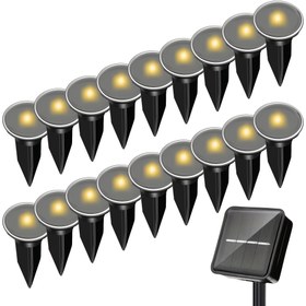 Resim 15/30 Adet Solar Peyzaj Aydınlatma Işıkları, IP54 Su Geçirmez Dış Mekan Bahçe Lambaları - Yollar, Patika, Avlu ve Çim Süslemeleri İçin (Sıcak Beyaz) 