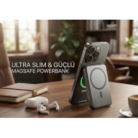 Resim Uk Samsung Z Fold 6 Uyumlu Magsafe 5000mah Ultra İnce Powerbank Kablosuz Hızlı Şarj-titanyum Gri Titanyum 