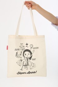 Resim Serkan Çanta Bez Çanta Atölyesi Bez Çanta Tote Bag Süper Anne Baskılı 