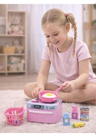 Resim Oyuncak Pembe Mini Mutfak Seti Çocuklar İçin Eğitici Oyun Mutfağı 