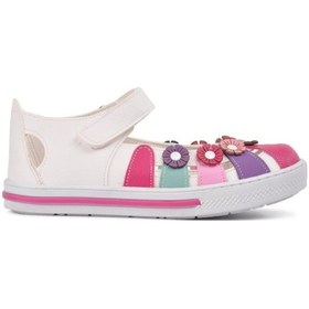 Resim Kız Çocuk Beyaz Bantlı Sandalet Beyaz - Pembe 