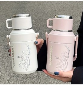 Resim Brightnova White 800ml Paslanmaz Çelik 1 Adet Kapaklı Ve Saplı Termos Şişe Seyahat Ofis Okul 