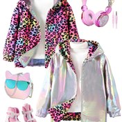 Resim Kızlar için 8-12Y Çift Taraflı Polar Astarlı Leopar Desenli Kapüşonlu Ceket - Sıcak & Rahat Sonbahar/Kış Dış Giyim, Fermuarlı, Günlük Tarz, Kızlar için Kışlık Giysiler 