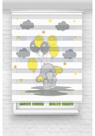 Resim Perdecizade Enxboy Sarı Balonlu Dijital Baskılı Zebra Perde-cocuk Odası-stor Perde Pz-242 Renkli 